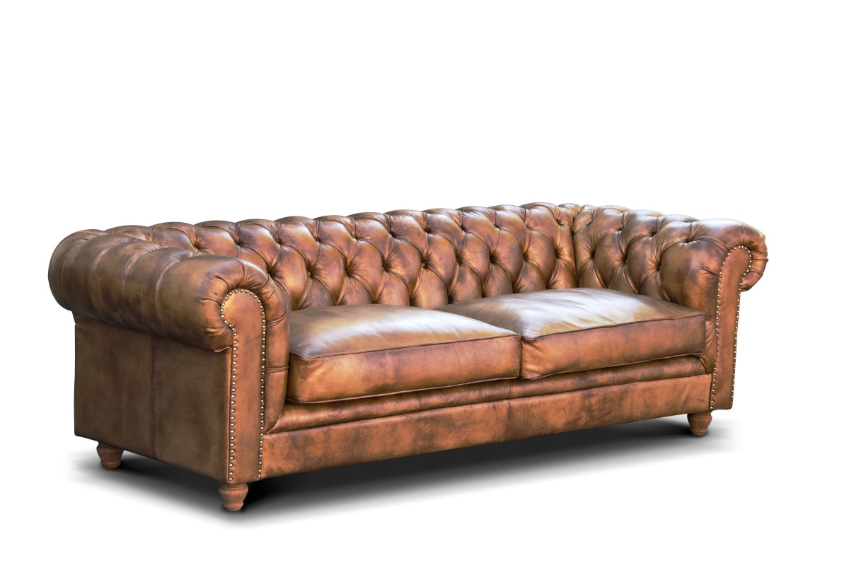 Canapea chesterfield din piele naturala ✔ model Long