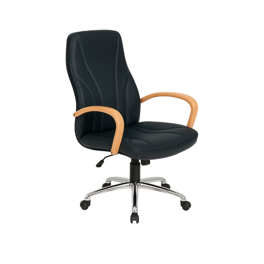 Scaun de birou piele NEAGRA | model BETA P